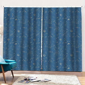 Cosmic Constellation Pattern Print Pencil Pleat Curtains