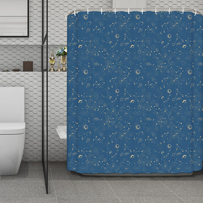 Cosmic Constellation Pattern Print Polyester Shower Curtain