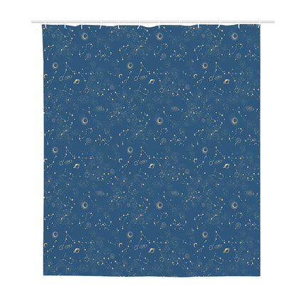 Cosmic Constellation Pattern Print Polyester Shower Curtain