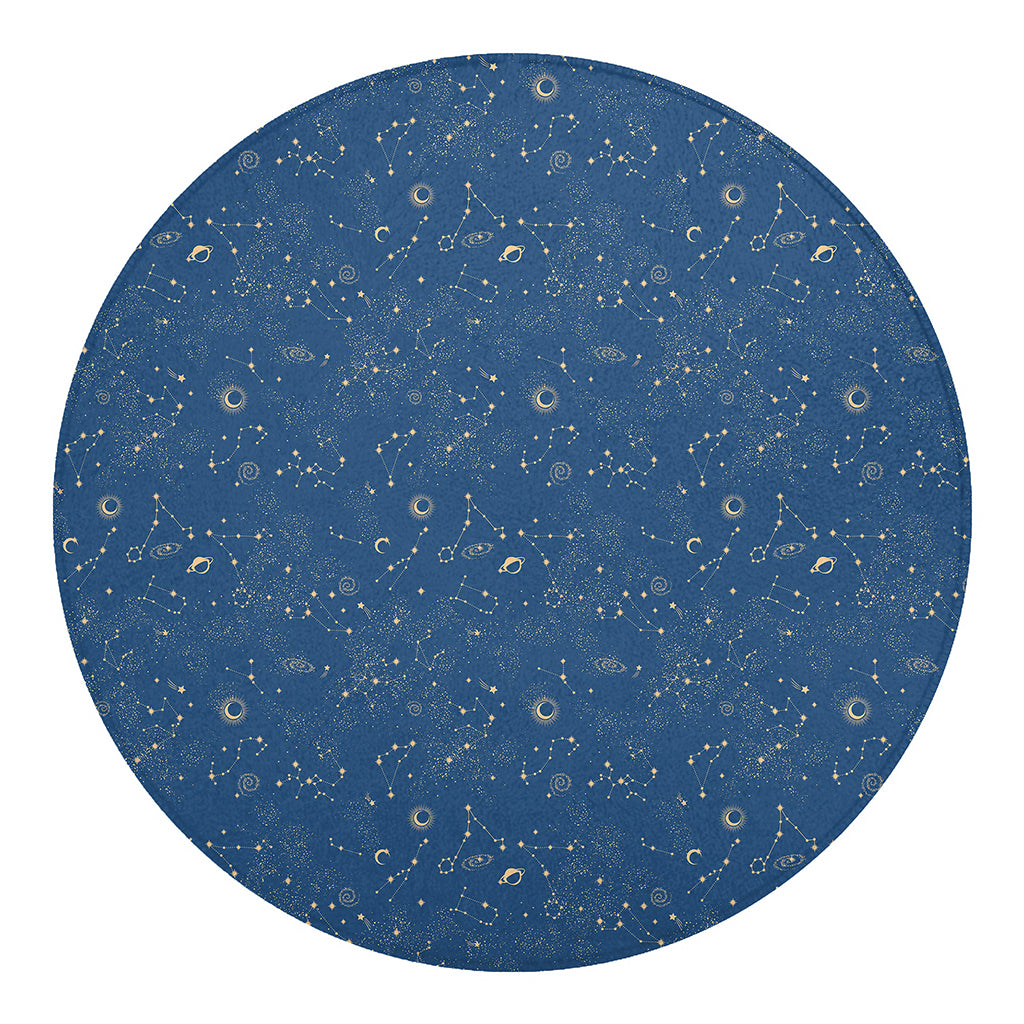 Cosmic Constellation Pattern Print Round Blanket