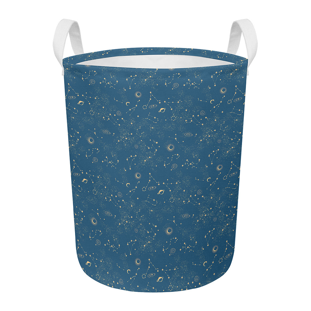 Cosmic Constellation Pattern Print Round Laundry Basket