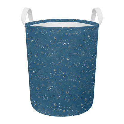 Cosmic Constellation Pattern Print Round Laundry Basket