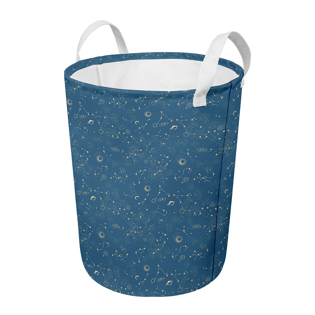 Cosmic Constellation Pattern Print Round Laundry Basket
