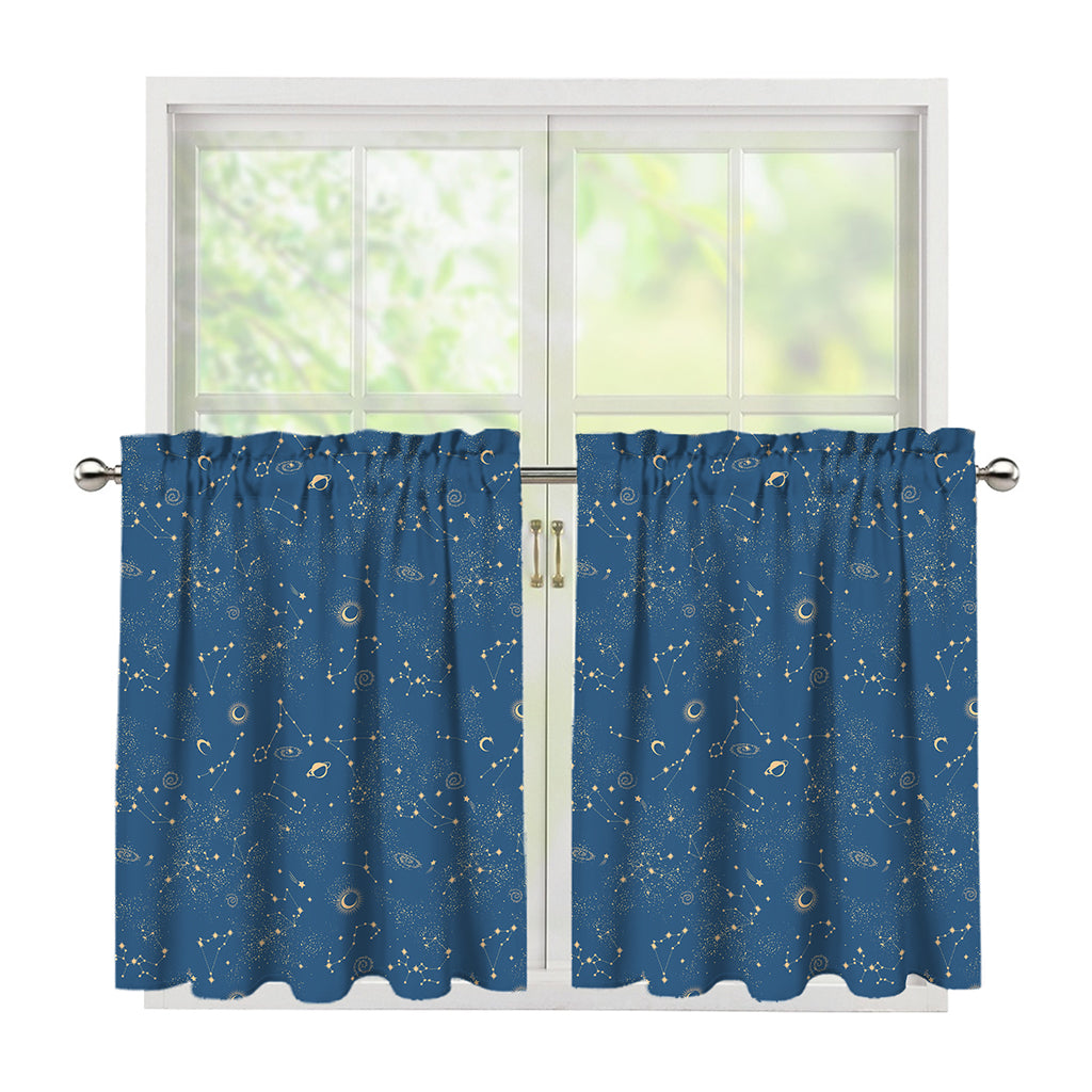 Cosmic Constellation Pattern Print Tier Curtains