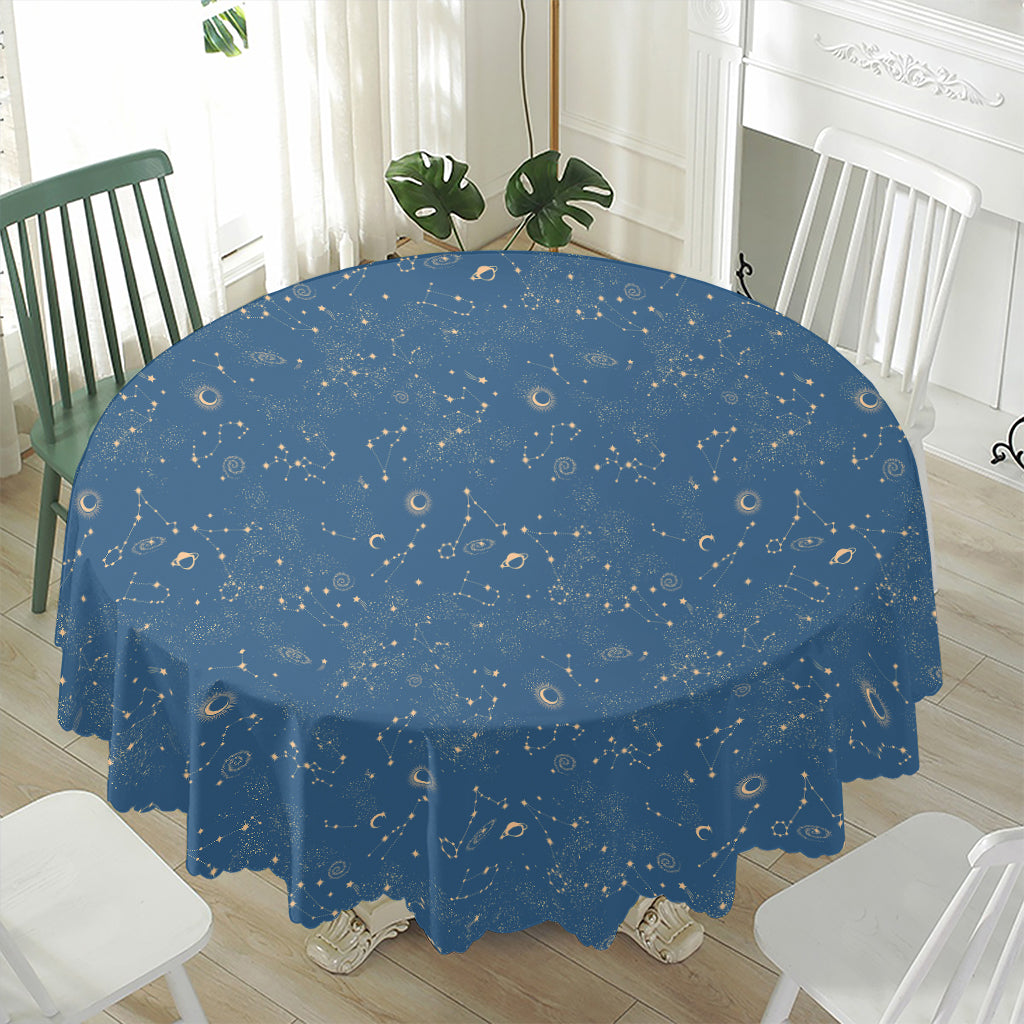 Cosmic Constellation Pattern Print Waterproof Round Tablecloth