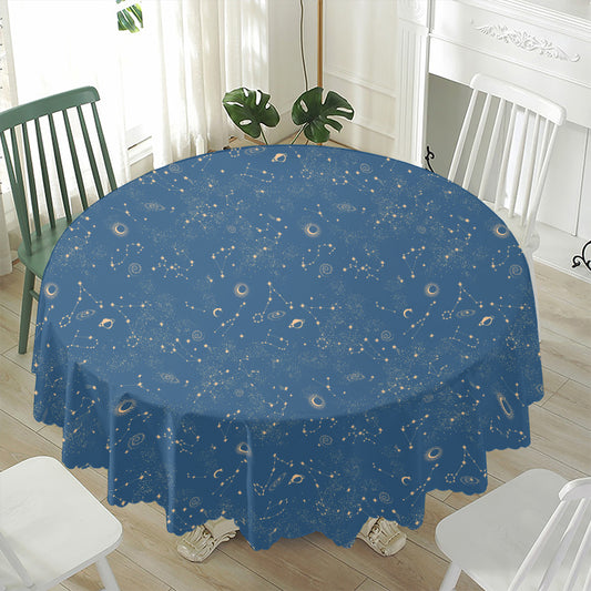 Cosmic Constellation Pattern Print Waterproof Round Tablecloth
