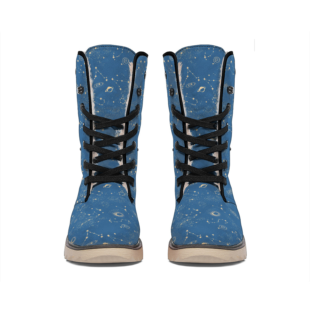 Cosmic Constellation Pattern Print Winter Boots