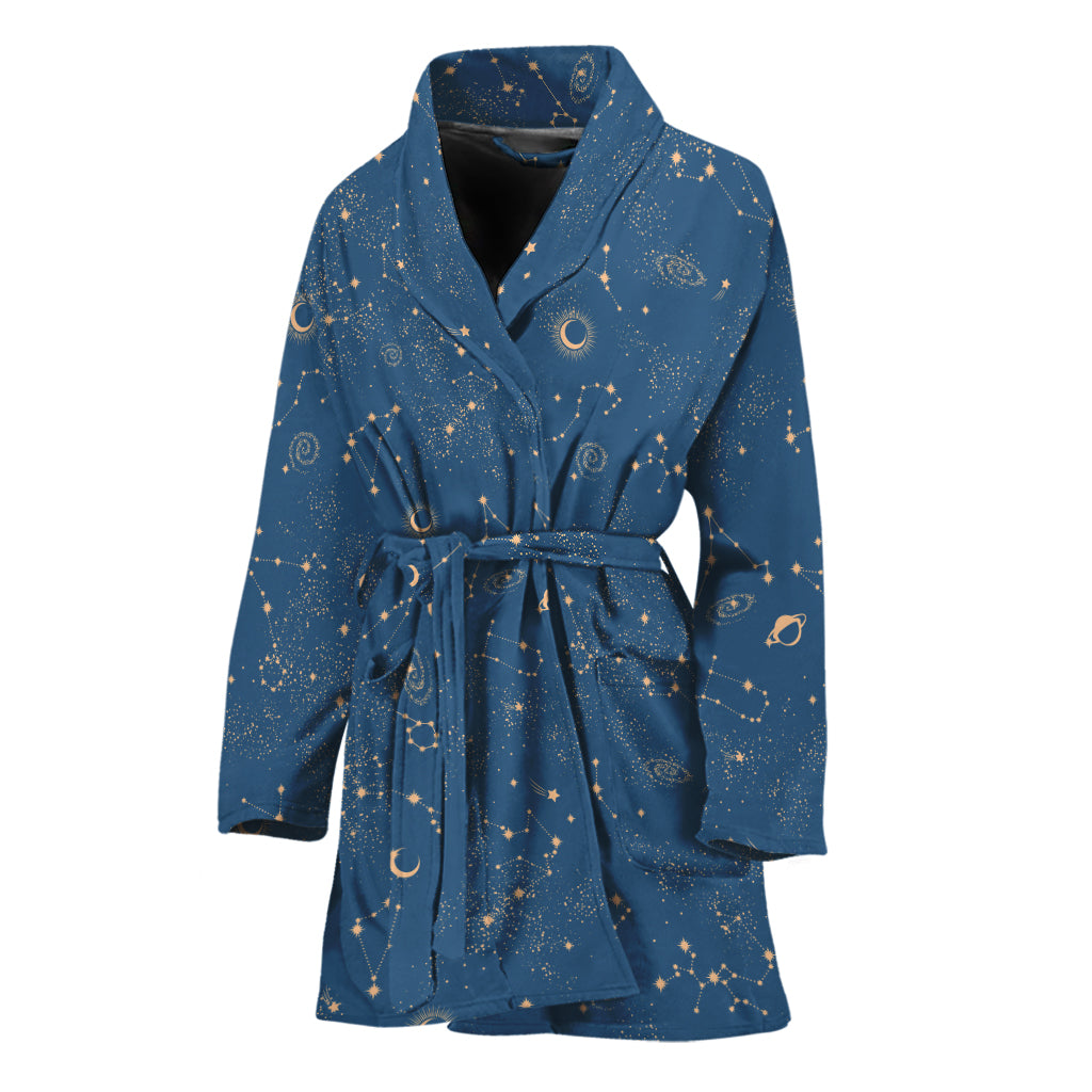 Cosmic Constellation Pattern Print Women's Bathrobe