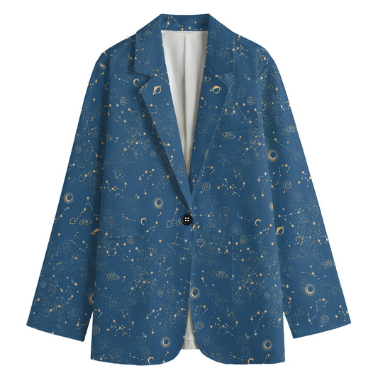 Cosmic Constellation Pattern Print Women's Blazer