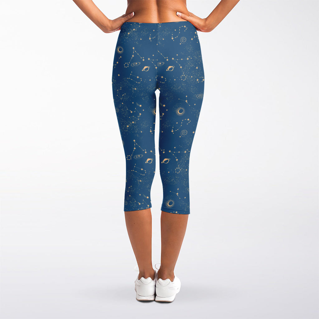 Cosmic Constellation Pattern Print Women's Capri Leggings