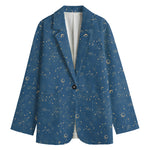 Cosmic Constellation Pattern Print Women's Cotton Blazer