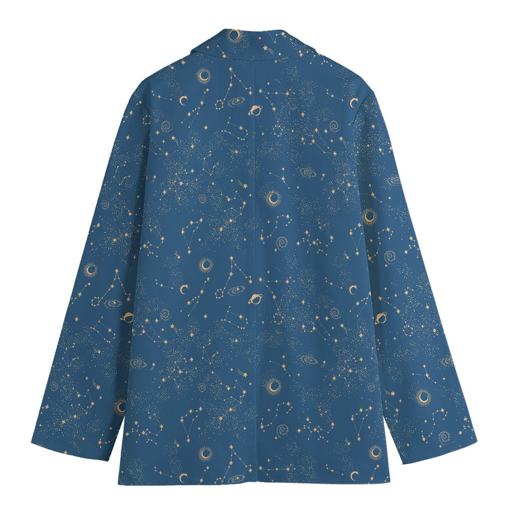 Cosmic Constellation Pattern Print Women's Cotton Blazer