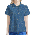 Cosmic Constellation Pattern Print Women's Polo Shirt