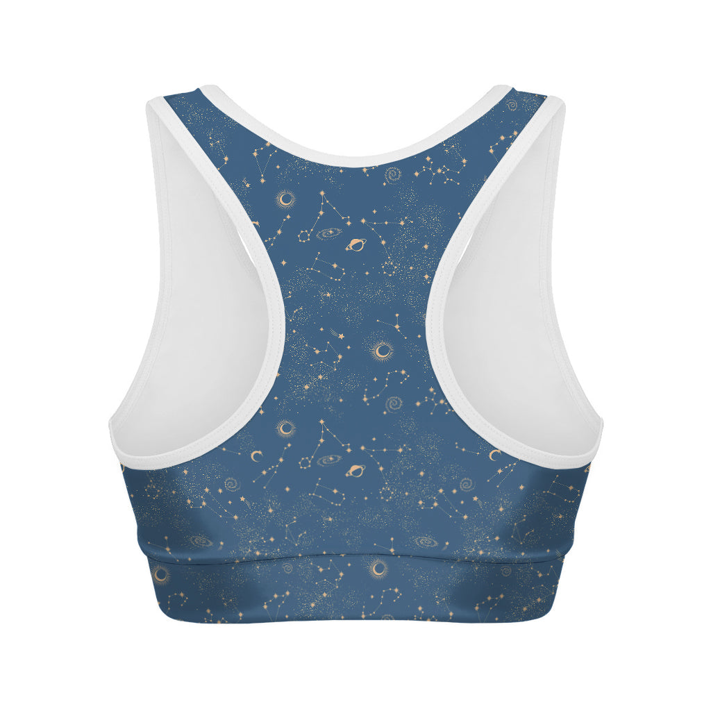 Cosmic Constellation Pattern Print Women's Sports Bra