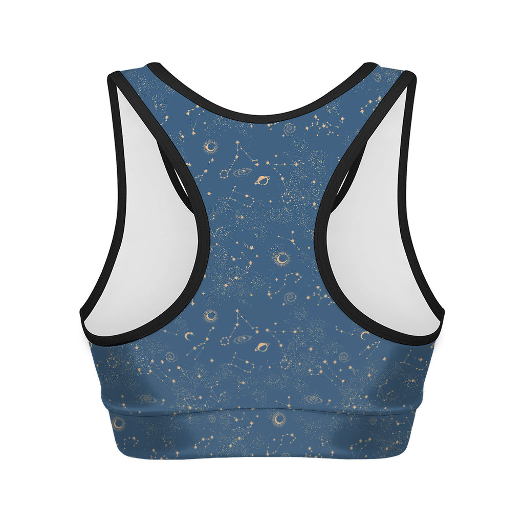 Cosmic Constellation Pattern Print Women's Sports Bra