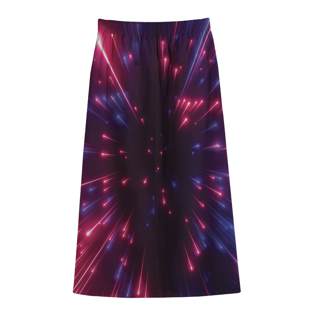 Cosmic Hyperspace Print Cotton Front Slit Maxi Skirt