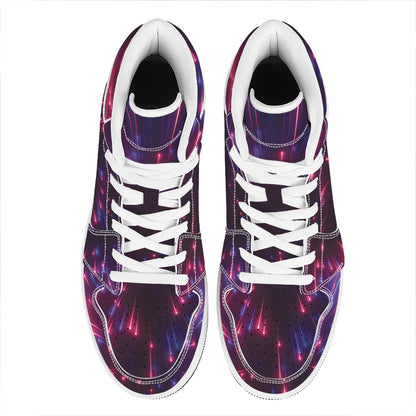 Cosmic Hyperspace Print High Top Leather Sneakers