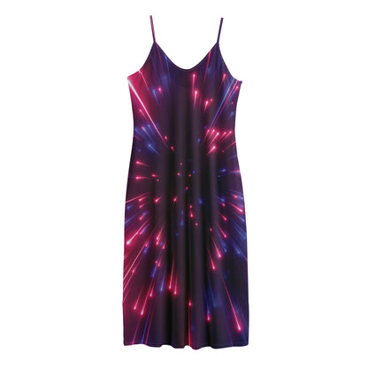 Cosmic Hyperspace Print Jersey Midi Cami Dress