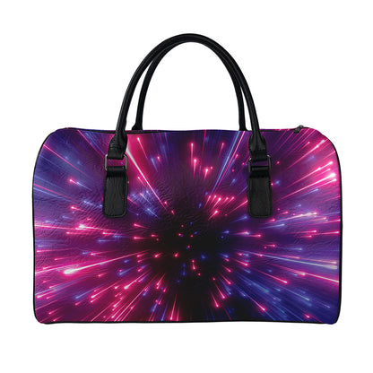 Cosmic Hyperspace Print Leather Duffle Bag