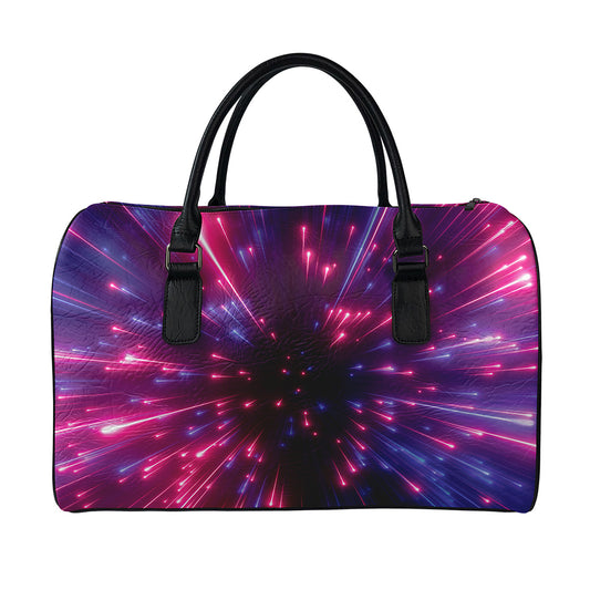 Cosmic Hyperspace Print Leather Duffle Bag