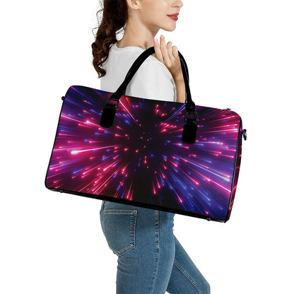 Cosmic Hyperspace Print Leather Duffle Bag