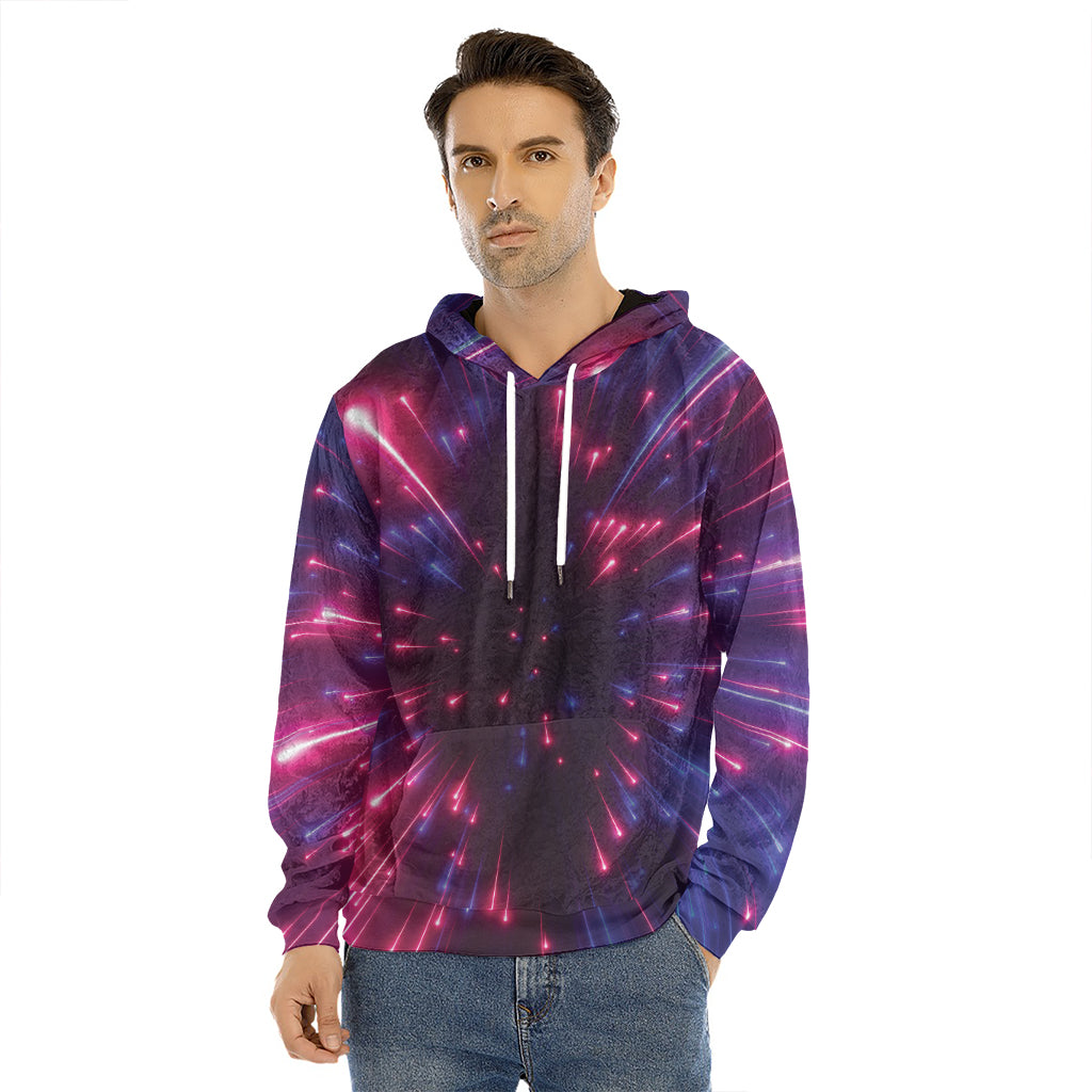Cosmic Hyperspace Print Men's Velvet Pullover Hoodie
