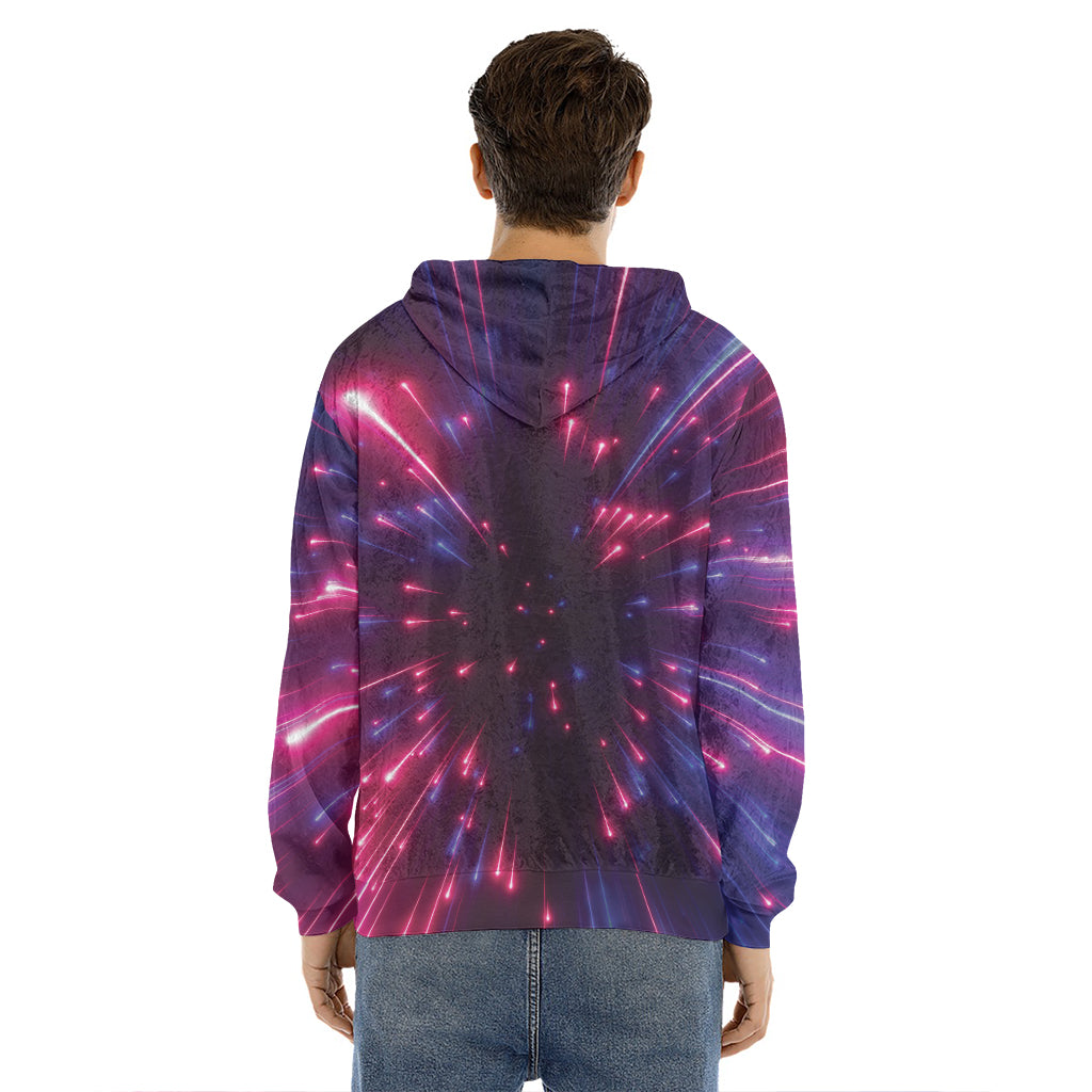 Cosmic Hyperspace Print Men's Velvet Pullover Hoodie