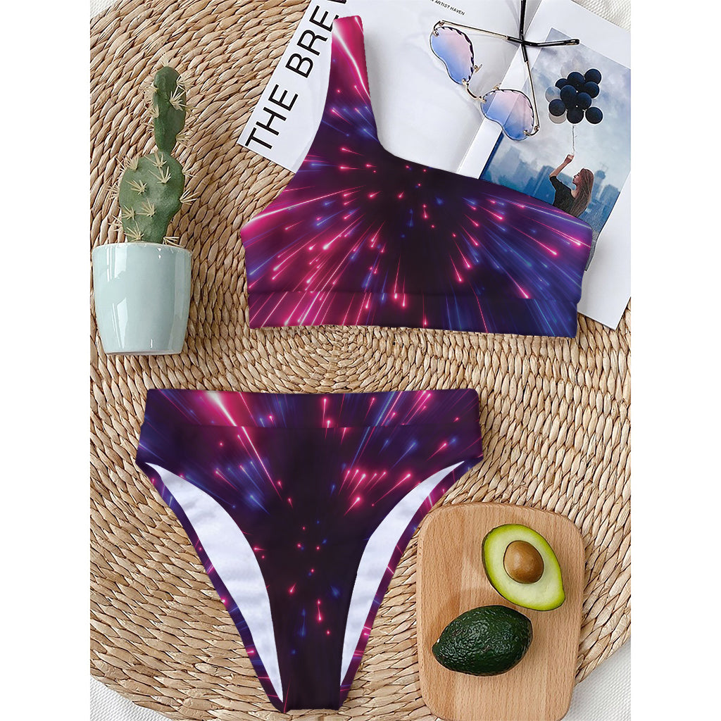 Cosmic Hyperspace Print One Shoulder Bikini Top