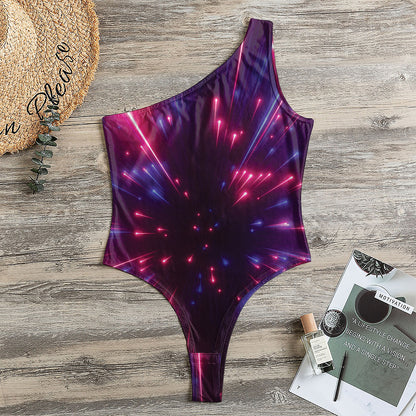Cosmic Hyperspace Print One Shoulder Bodysuit