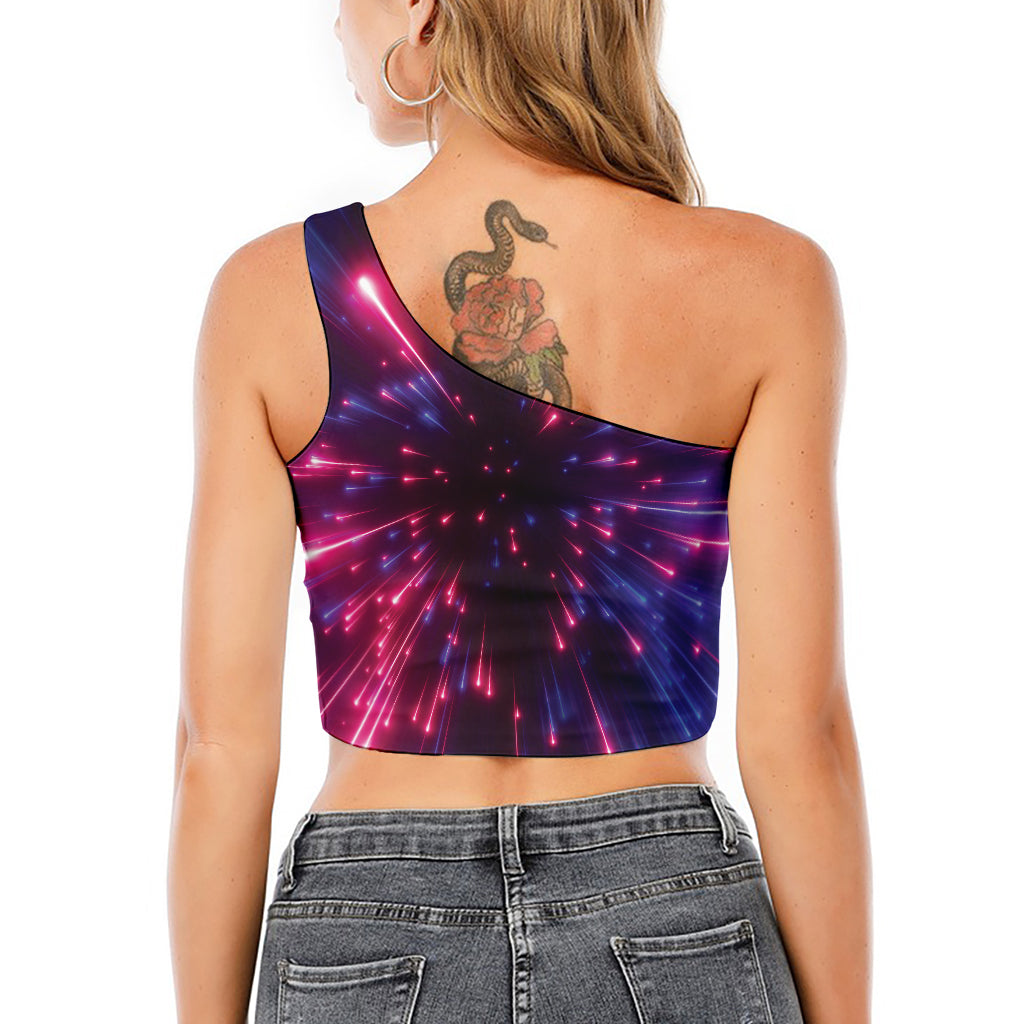 Cosmic Hyperspace Print One Shoulder Crop Top