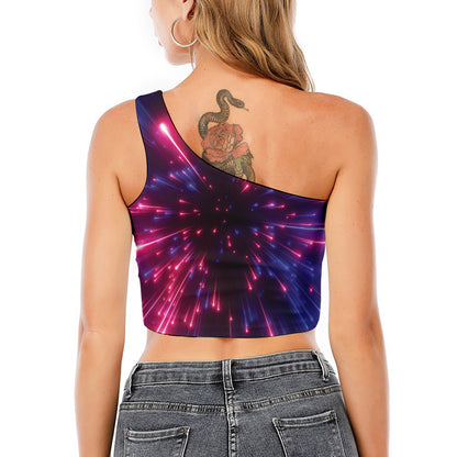 Cosmic Hyperspace Print One Shoulder Crop Top