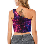Cosmic Hyperspace Print One Shoulder Crop Top
