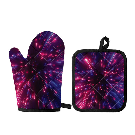 Cosmic Hyperspace Print Oven Mitt And Pot Holder Set