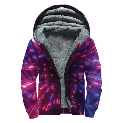 Cosmic Hyperspace Print Sherpa Lined Zip Up Hoodie