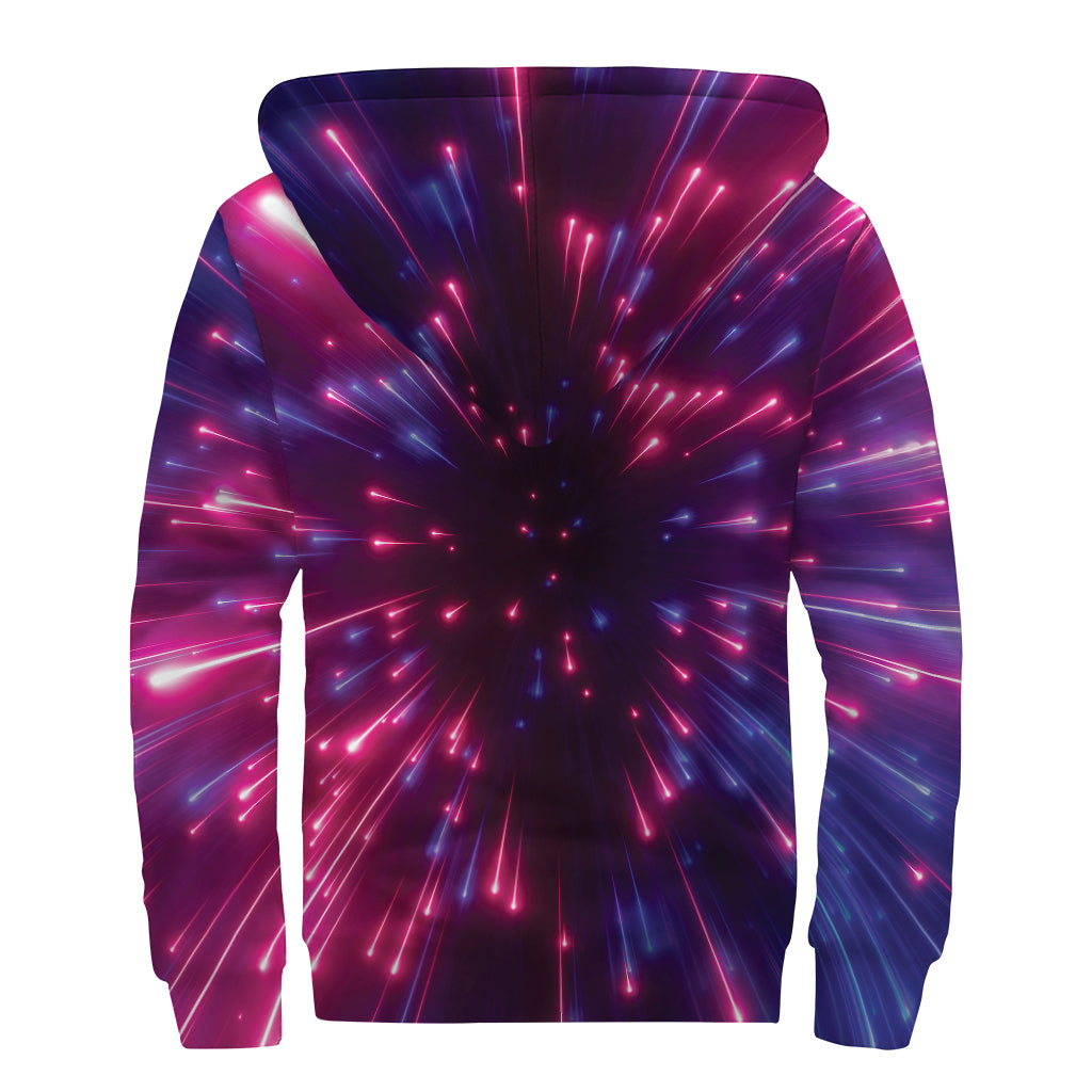 Cosmic Hyperspace Print Sherpa Lined Zip Up Hoodie