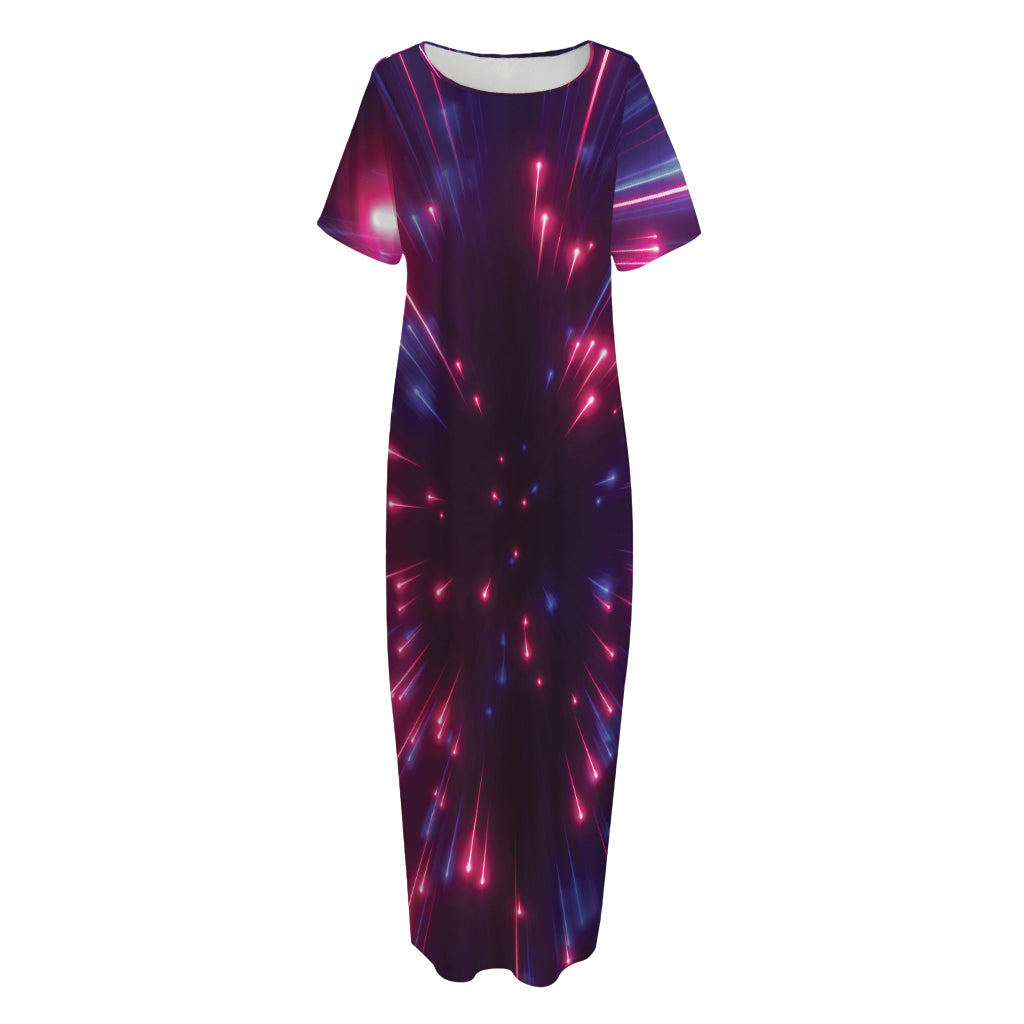 Cosmic Hyperspace Print Short Sleeve Long Nightdress