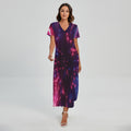 Cosmic Hyperspace Print Short Sleeve Maxi Dress