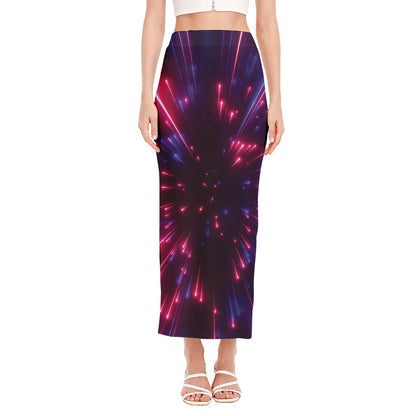 Cosmic Hyperspace Print Side Slit Maxi Skirt