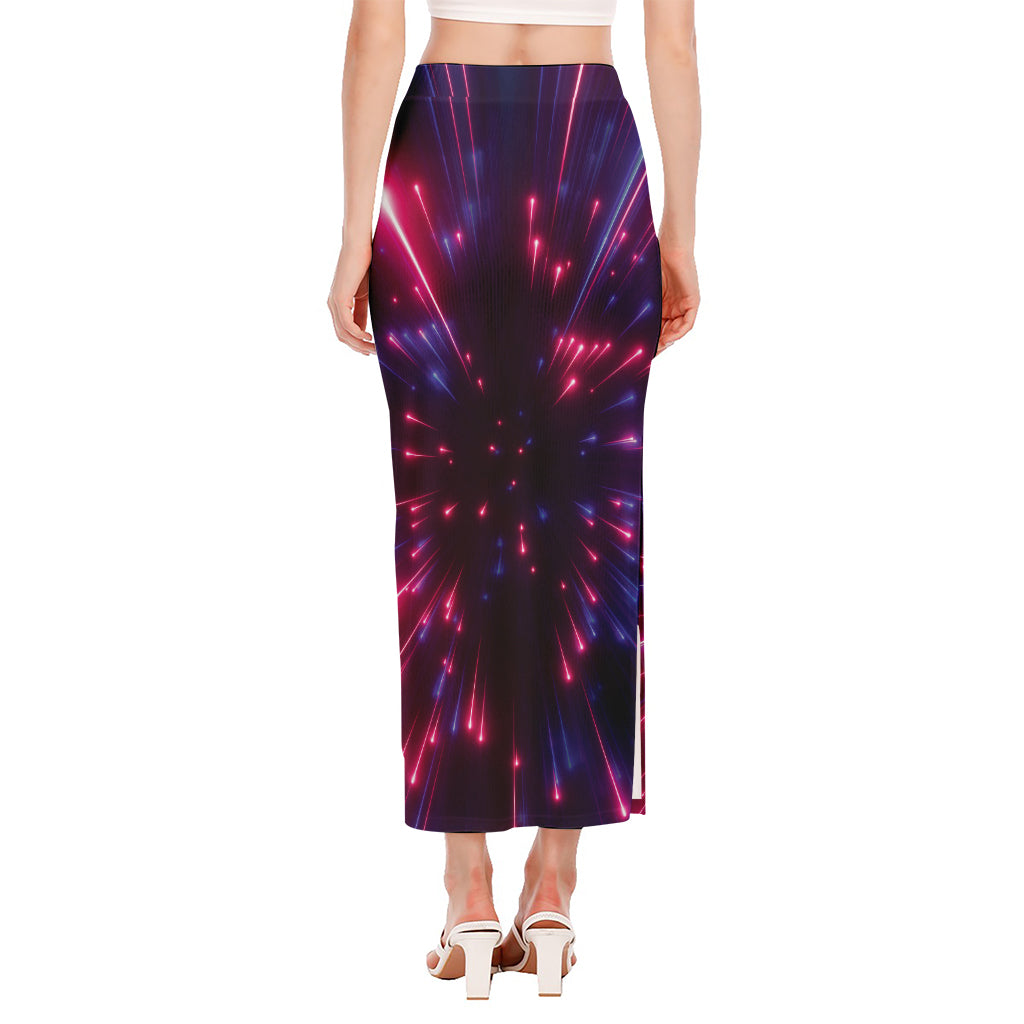Cosmic Hyperspace Print Side Slit Maxi Skirt