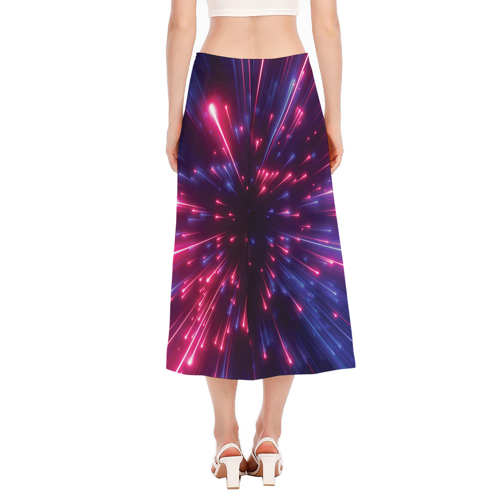 Cosmic Hyperspace Print Side Slit Midi Skirt