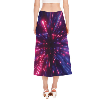 Cosmic Hyperspace Print Side Slit Midi Skirt