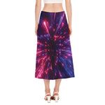 Cosmic Hyperspace Print Side Slit Midi Skirt