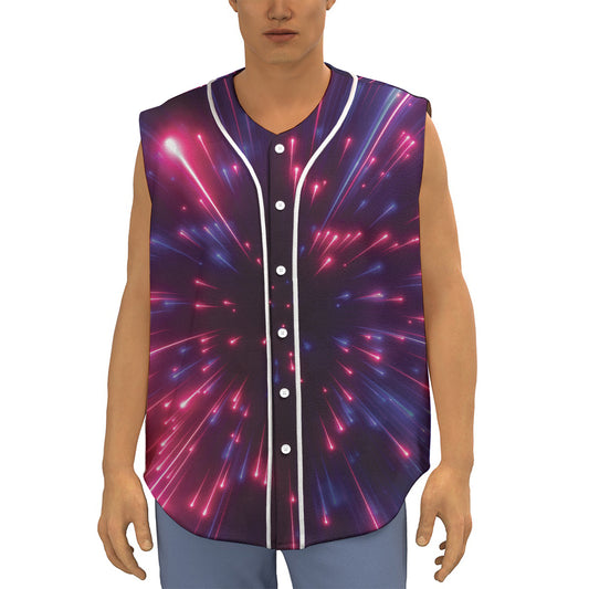 Cosmic Hyperspace Print Sleeveless Baseball Jersey