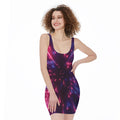 Cosmic Hyperspace Print Sleeveless Bodycon Dress