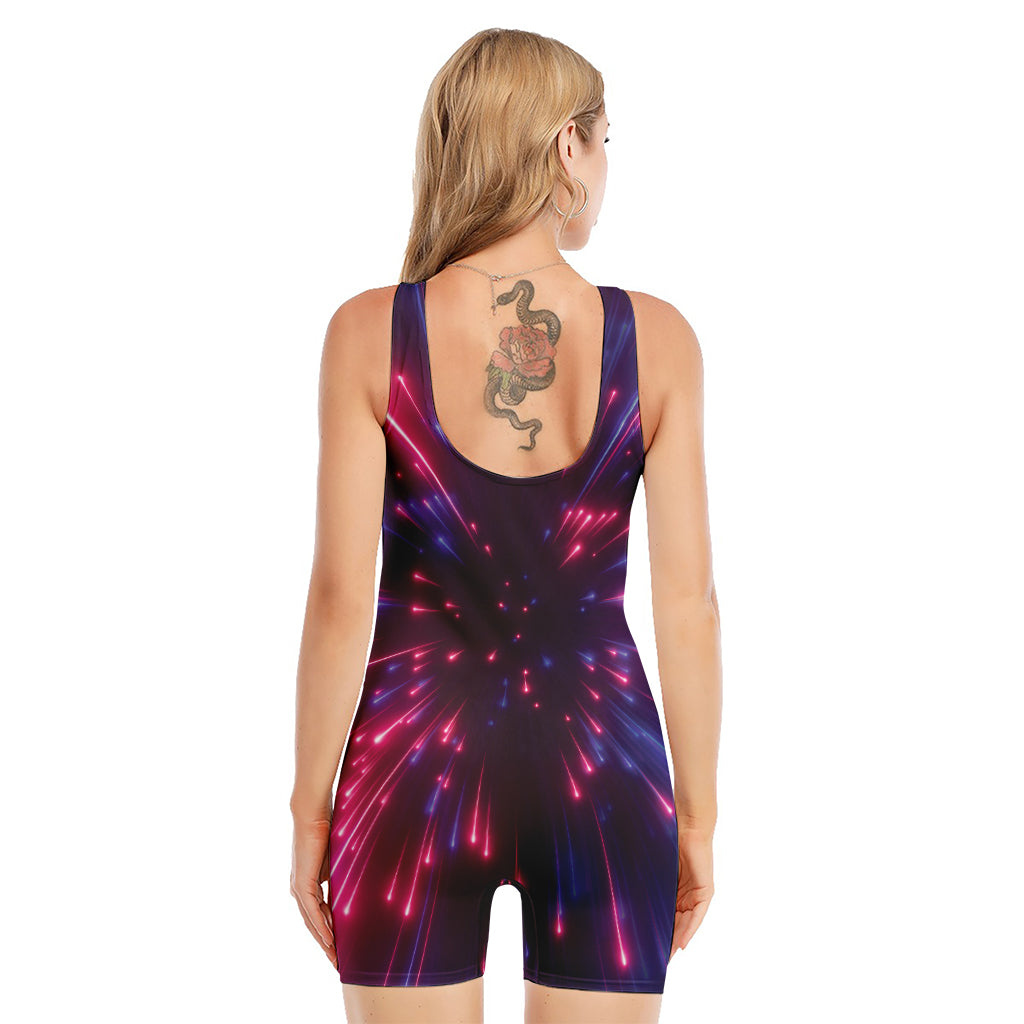 Cosmic Hyperspace Print Sleeveless One Piece Swimsuit