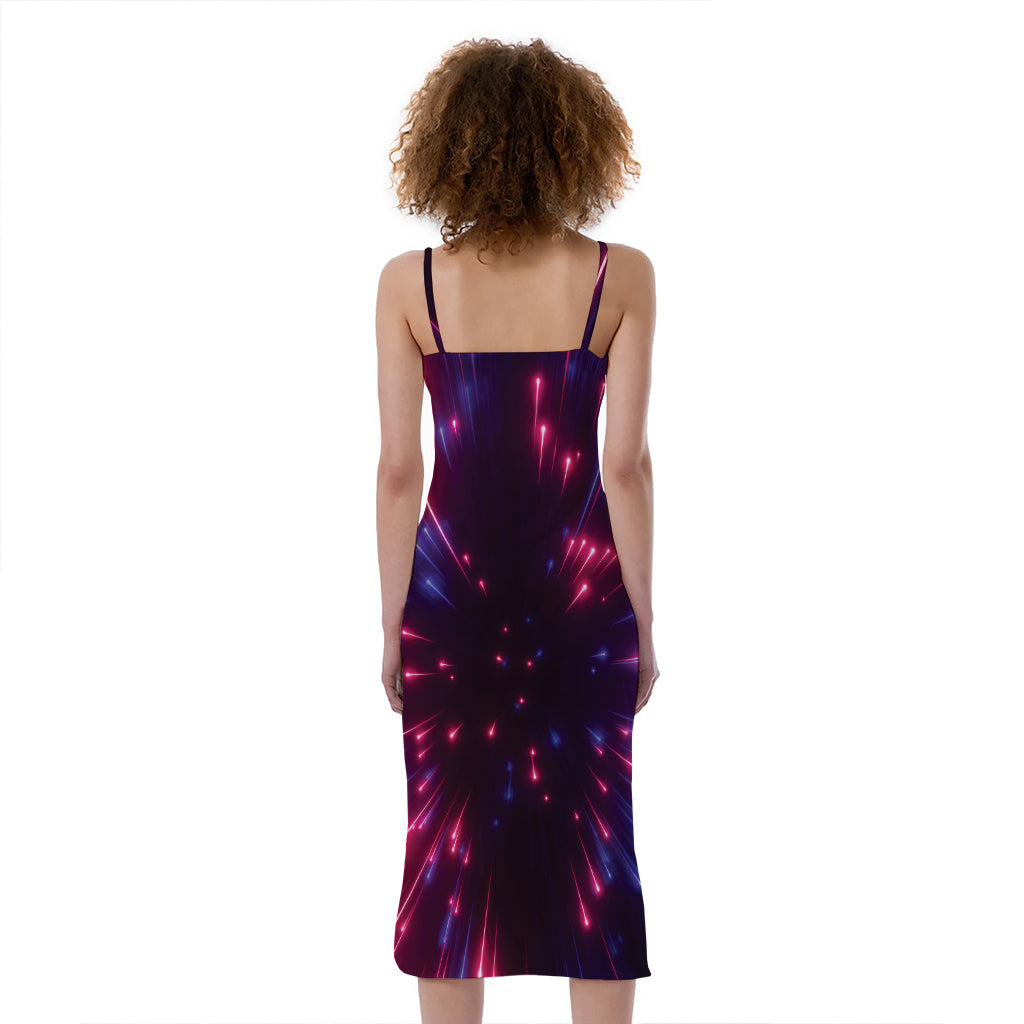 Cosmic Hyperspace Print Slim Fit Midi Cami Dress