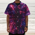 Cosmic Hyperspace Print Textured Short Sleeve Shirt
