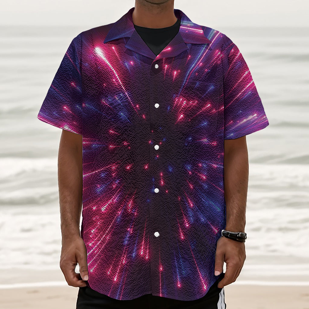 Cosmic Hyperspace Print Textured Short Sleeve Shirt