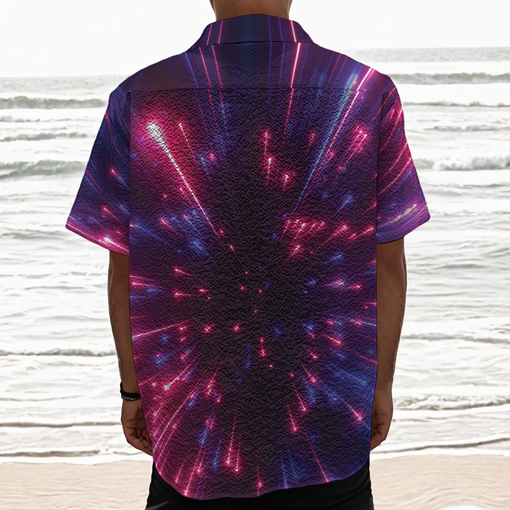 Cosmic Hyperspace Print Textured Short Sleeve Shirt