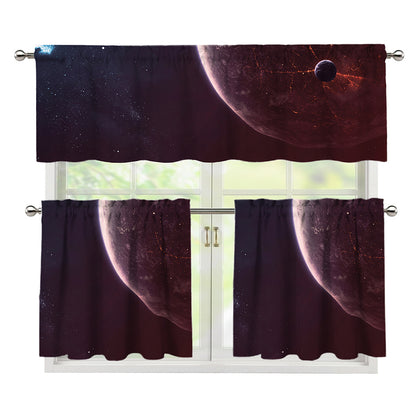 Cosmic Space Print 3 Piece Kitchen Curtains